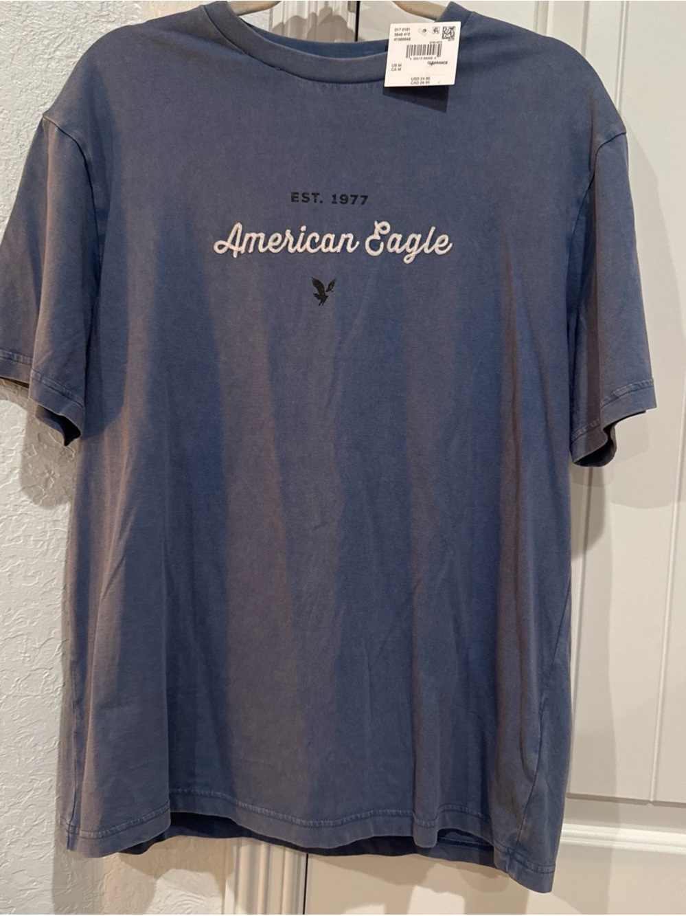 American Eagle Outfitters Blue Crewneck Logo Tee